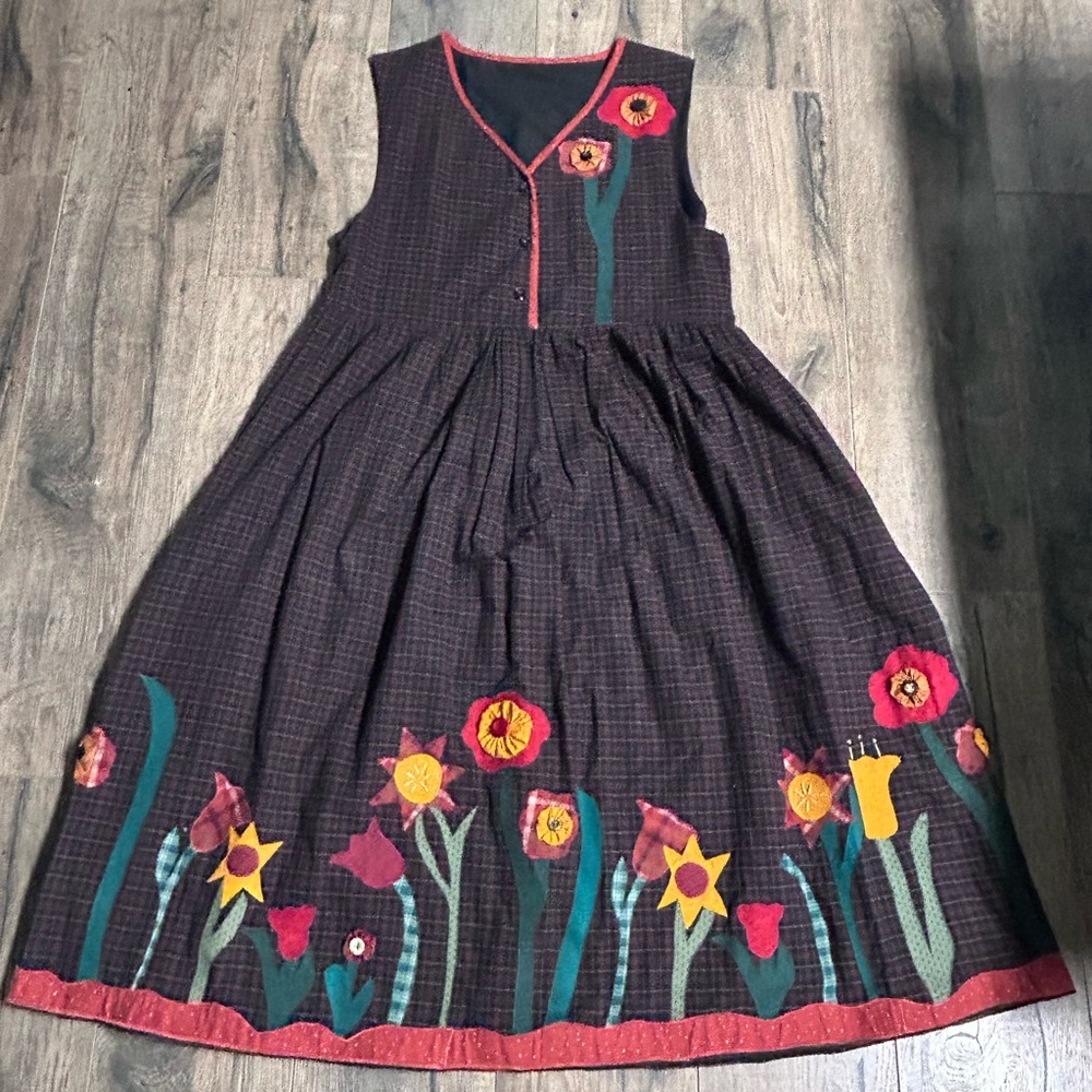 Unbranded Brown Dress with Flowers. No Size please see measurements